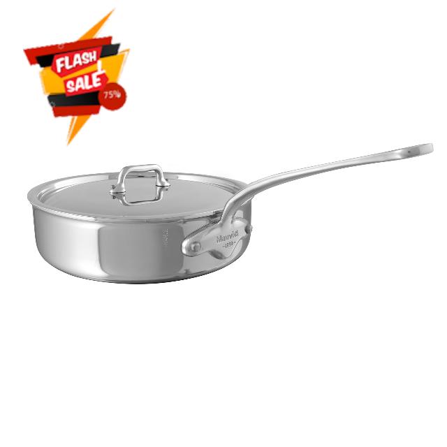 Mauviel M'Urban 4 Tri-Ply Polished Stainless Steel Saute Pan With Lid and Cast Stainless Steel Handle