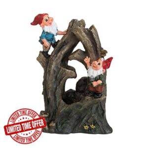 14”H Polyresin Gnome Tabletop Water Fountain with LED Light