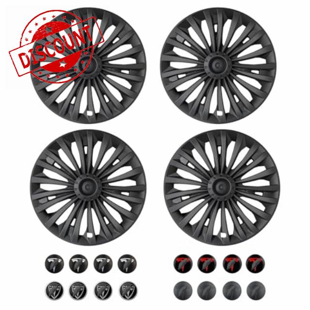 Tesla Model Y Hubcaps 2021 2022 2023 Wheel Covers 4 Pcs 19 Inch Hubcaps Replacement Compatible with Tesla Model Y Accessories ABS Stylish Car Decoration and Protection