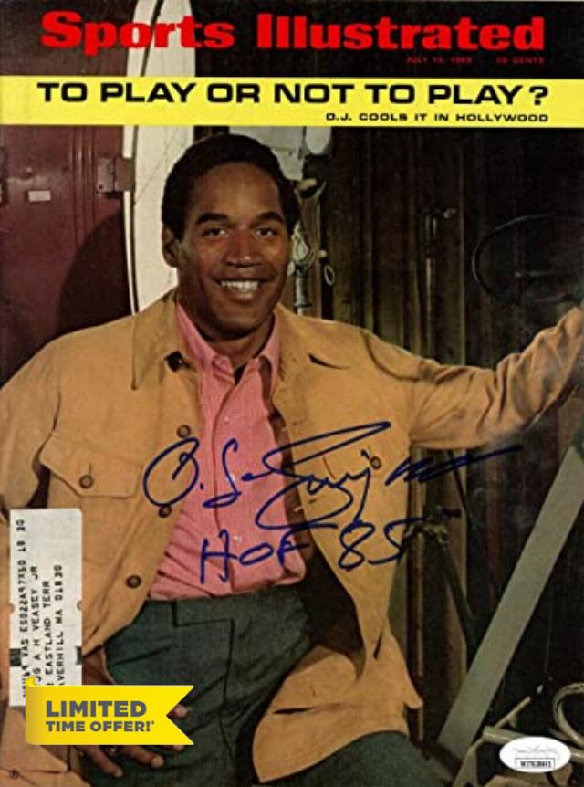 O.J. Simpson Autographed Sports Illustrated Magazine 7/14/1969 HOF JSA 36663 - Autographed NFL Magazines