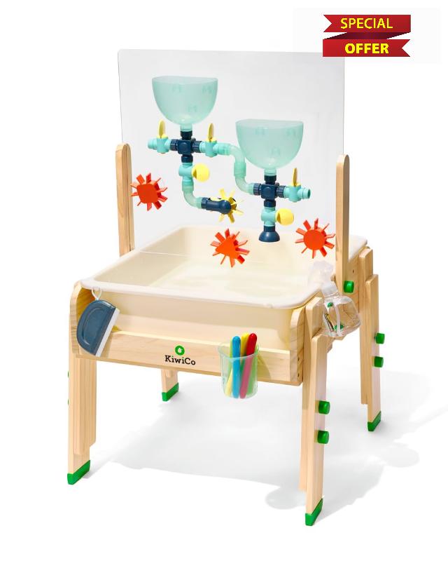 KiwiCo Water and Sand Sensory Table | Includes 26 Accessory Pcs: Pipes