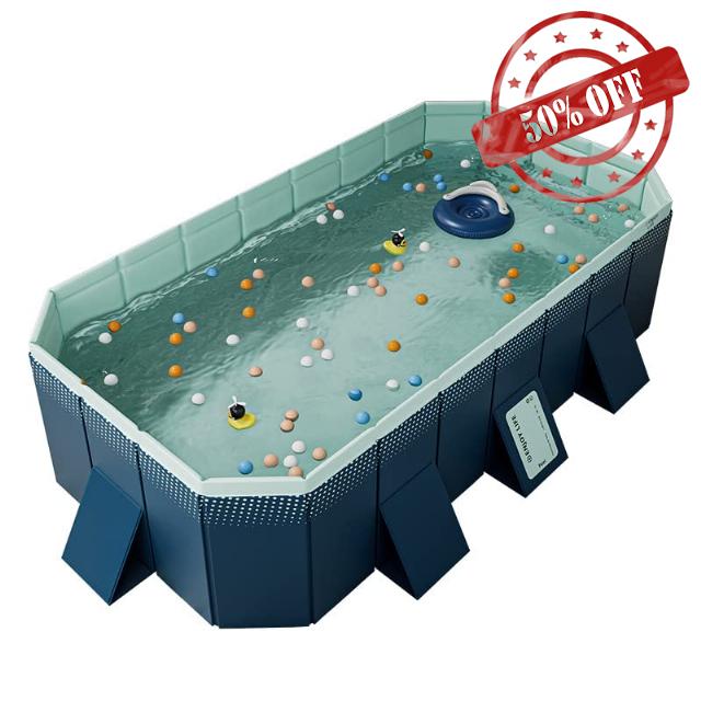 Foldable Non-Inflatable Children' and Adults' Outdoor Swimming Pool - Hard Plastic Shell