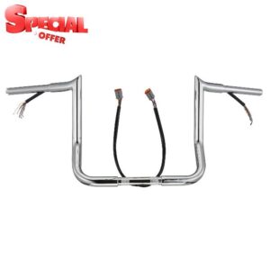 14 Inch Street Glide Handlebar 1.25" Fat Meathook Ape Hangers for 1996-2006 Harley Electra Glide/Street Glide(Chrome）