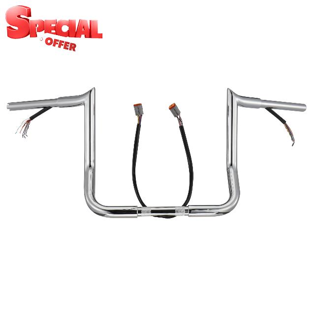 14 Inch Street Glide Handlebar 1.25" Fat Meathook Ape Hangers for 1996-2006 Harley Electra Glide/Street Glide(Chrome)