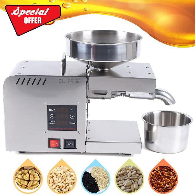 Oil Press Machine 610W Hot/Cold Electric Automatic Oil Press Extractor for Peanut Sesame Sunflower Seeds Coconut Soybean Oil Extractor Machine Organic Oil Expeller for Home and Kitchen