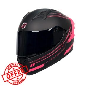 HAX Obsidian Pro Full Face Dual Visor Adult Motorcycle Helmet for Motorbike Street Bike with Pinlock Ready DOT Approved Matte Pink S