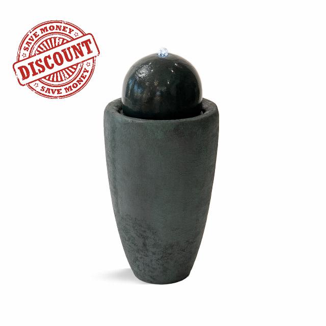 XBrand 25.98" W Round Stone Indoor/Outdoor Modern Stone Textured Sphere Water Fountain w/LED Lights