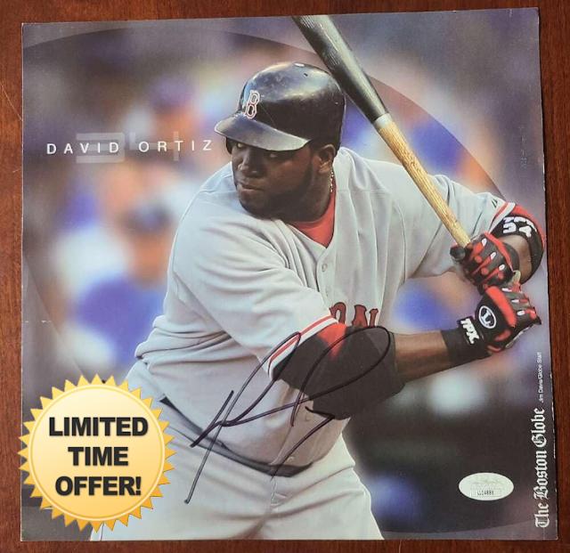 David Ortiz JSA Cert Signed 10x10 Boston Globe Photo Autograph