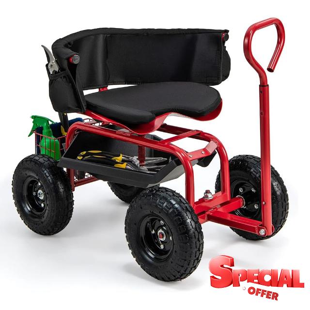 THUNDERBAY Garden Cart Rolling Workseat with Wheels