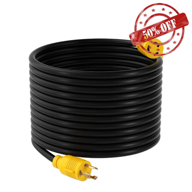 75 Feet NEMA L5-30P/L5-30R Generator Extension Cords，3 Prong Heavy Duty