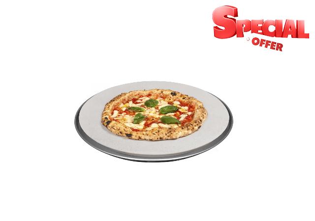 Premium 17” Round Large Pizza Stone with Flame Diverter for Oven or Grill – Compatible with Big Green Egg L