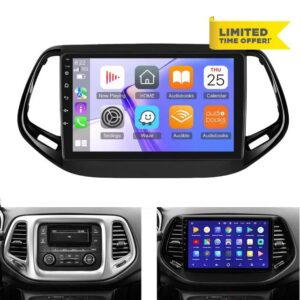 10.1 inch Android 13.0 Car Stereo Radio for Jeep Compass 2017 2018 2019 with Carplay Android Auto fit Double Din Touch Screen Car Radio Receiver with Wireless Carplay/Android Auto