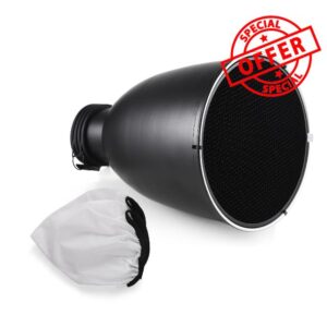 Andoer Beauty Dish 11.6" with Stand Profoto Tele-Zoom Reflector Diffuser Lamp Shade Dish with 60° Honeycomb Grid and Diffuser Sock for Profoto Mount Studio Strobe Flash Light