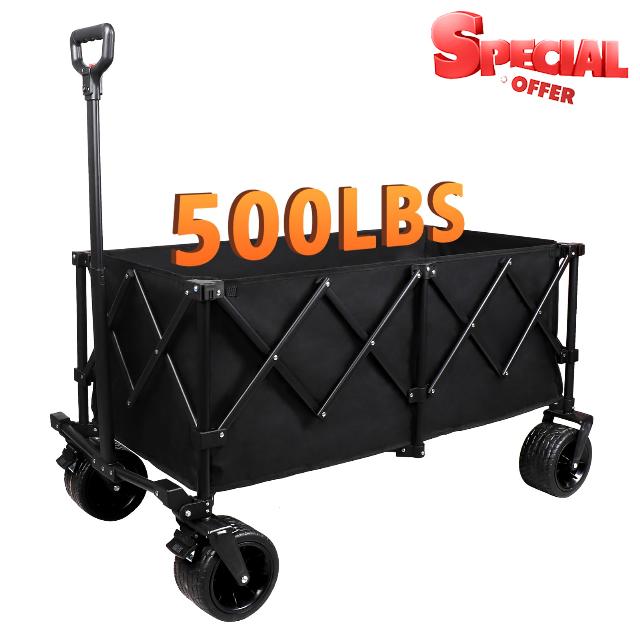 220L Collapsible Foldable Wagon with 500lbs Weight Capacity