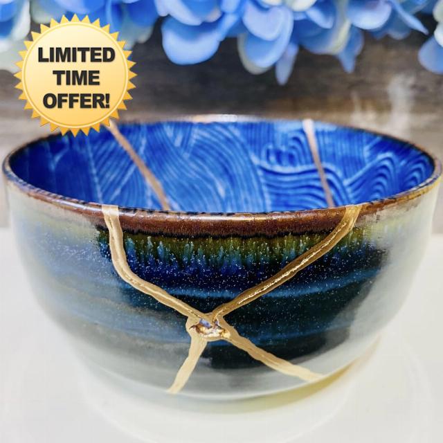 Blue Wave Kintsugi Bowl