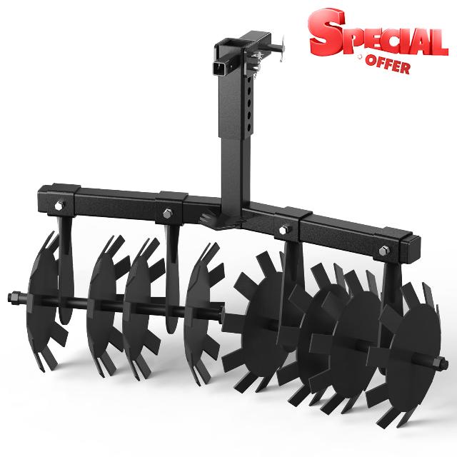 Disc Plow Harrow 32 Inch with Universal 2" Receiver Mount for ATV/UTV