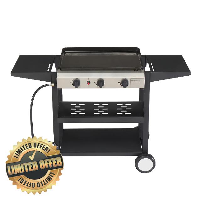 36''Gas Griddle Cooking Station with Ceramic Coated Cast Iron Pan