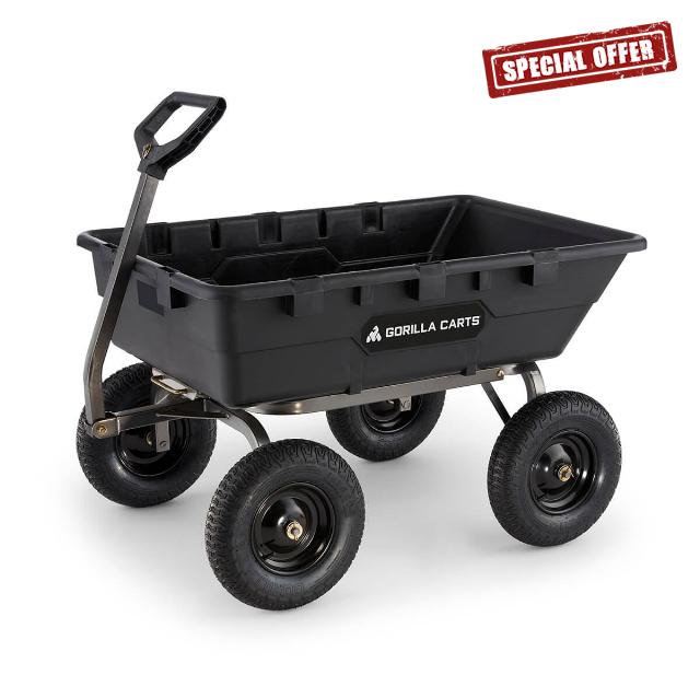 Gorilla Carts Poly Garden Dump Cart with Easy to Assemble Steel Frame