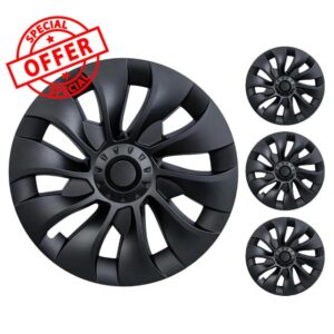 4Pcs Tesla Model 3 Wheel Cover 18 Inch Rim Protector Hubcaps Replacement Compatible with Tesla Model 3 2023 2022 2021 2020 2019 Tesla Wheel Covers Hubcap Accessories（Matte Black）