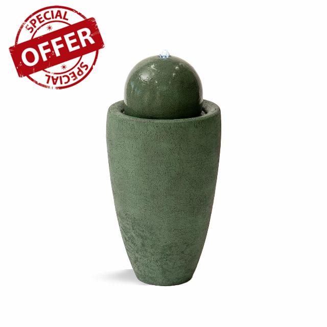 XBrand 25.98" W Round Stone Indoor/Outdoor Modern Stone Textured Sphere Water Fountain w/LED Lights