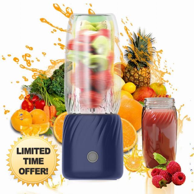 Portable Blenders Juicer Machines For Shakes And Fruit Juicer USB Rechargeable With 6 Blades Handheld Blenders For Sports Travel And Outdoors (Blue)