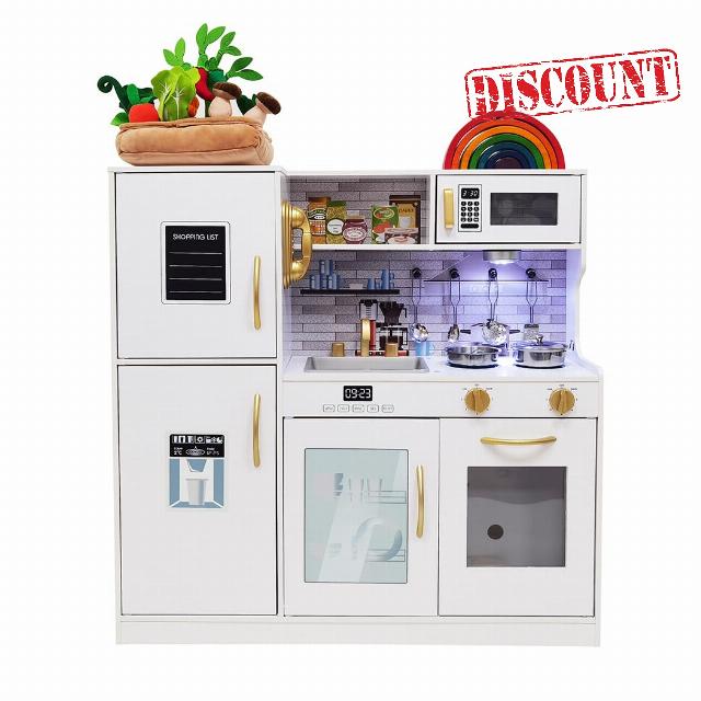 Wooden Play Kitchen Toy Set with Light