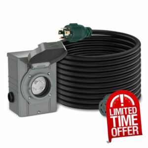 4 Prong 40 Feet 30 Amp Generator Cord and Inlet Box with Locking Connector