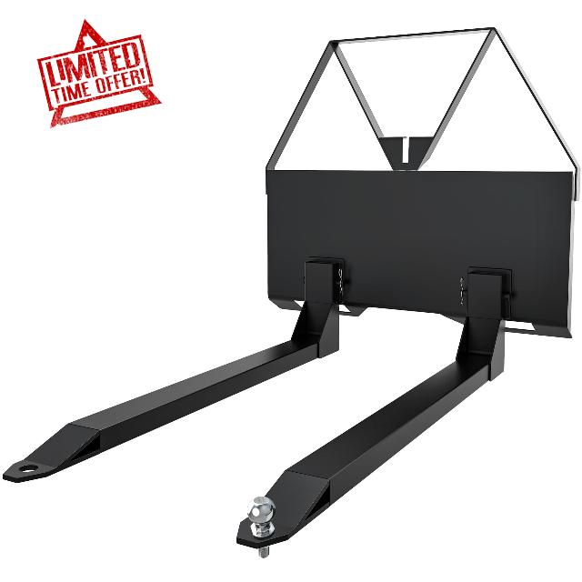 YINTATECH 46" Quick Attach Pallet Forks Attachment Skid Steer Forks 2600 lbs Capacity for Tractors Loaders Quick Attach Mount Fork