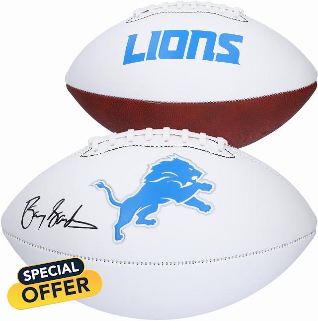 Barry Sanders Detroit Lions Autographed Franklin White Panel Football - Autographed Footballs