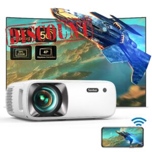 Projector 4K with WiFi and Bluetooth: Upgrade 650 ANSI Native 1080P Outdoor Projector