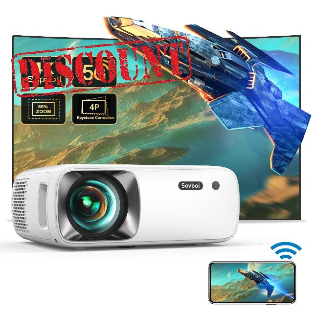 Projector 4K with WiFi and Bluetooth: Upgrade 650 ANSI Native 1080P Outdoor Projector