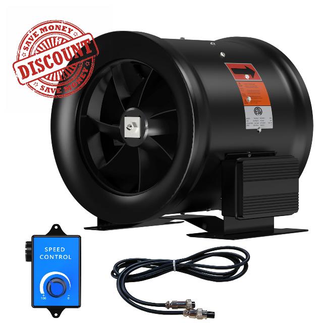 12 Inch Inline Duct Fan with Speed Controller - EC Motor Ventilation Exhaust Fan for Heating Cooling Booster