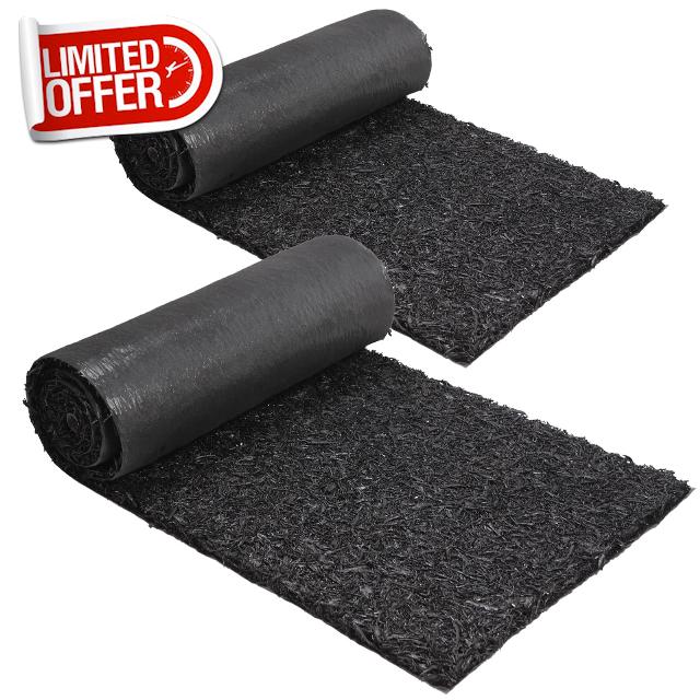 2 Pack Rubber Mulch Mat Roll for Landscaping Recycled Rubber Walkway Black Permanent Mulch Pathway 8' x 2'