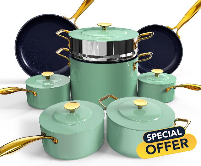 Nuwave 13pc Duralon Blue Luxury Edition Cookware Set