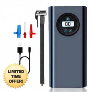 Tire Inflator Portable Air Compressor，17L/min Super Fast Inflation， 3600mAh Portable Car Tire Pump for Electric Vehicles