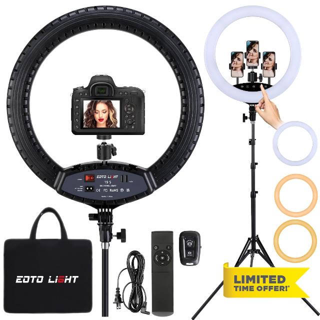 EOTO LIGHT 19 inch LED Ring Light with Tripod Stand