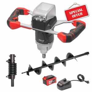 XtremepowerUS 20V Cordless Electric Earth Auger Power Head 6" Inch Bit Lithium Ion Battery for Earth Burrowing Drilling Post Hole Digging (Earth Auger 6" Inch Set)