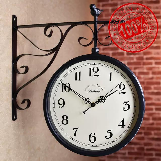20 Inch Large Outdoor Clock Double Sided Metal Clock Outdoor Indoor Waterproof Retro Wall Clocks for Patio Pool Garden Home