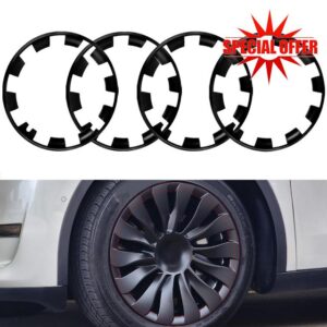 Rim Protector Compatible with 2020-2023 Tesla Model Y 20 Inches Wheels ABS Rim Guard Rim Car Hubcap Cover Protection Hub Cap Patch Scratch Proof Hubcap Decals 4PCS (Black)