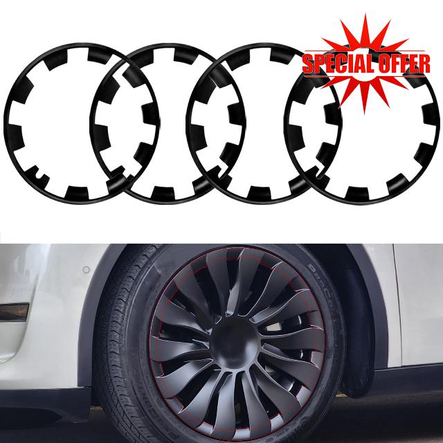 Rim Protector Compatible with 2020-2023 Tesla Model Y 20 Inches Wheels ABS Rim Guard Rim Car Hubcap Cover Protection Hub Cap Patch Scratch Proof Hubcap Decals 4PCS (Black)