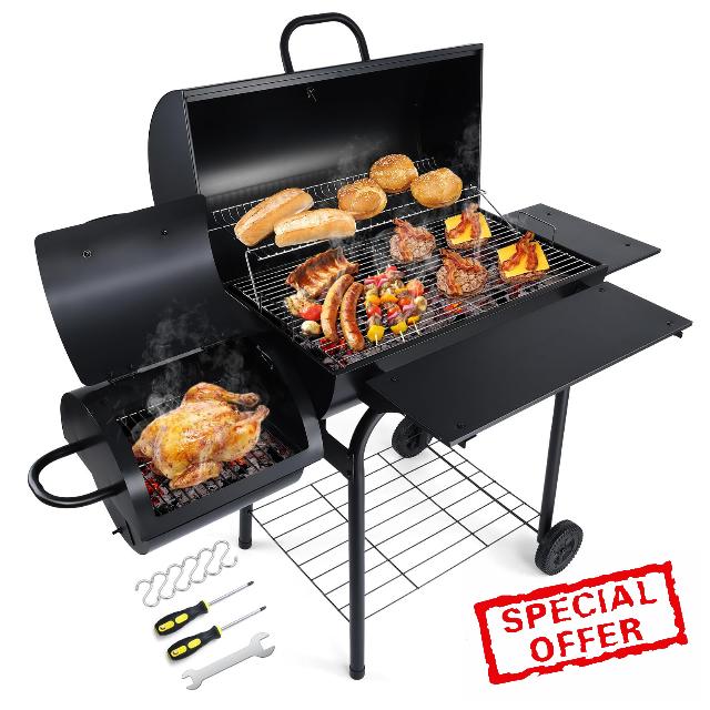 HaSteeL Charcoal Grill Offset Smoker