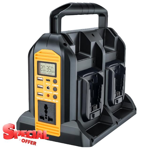 4-Ports 350W Power Inverter for Dewalt 20v Battery