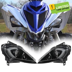 LED Headlights Assembly Kit for Yamaha Raptor 250 350 700 700R YFZ450 YFZ450R YFZ450X Wolverine 350 450 Accessories 1 Pair