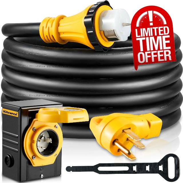 50 Amp Generator Cord and Power Inlet Box (Pre-Drilled)