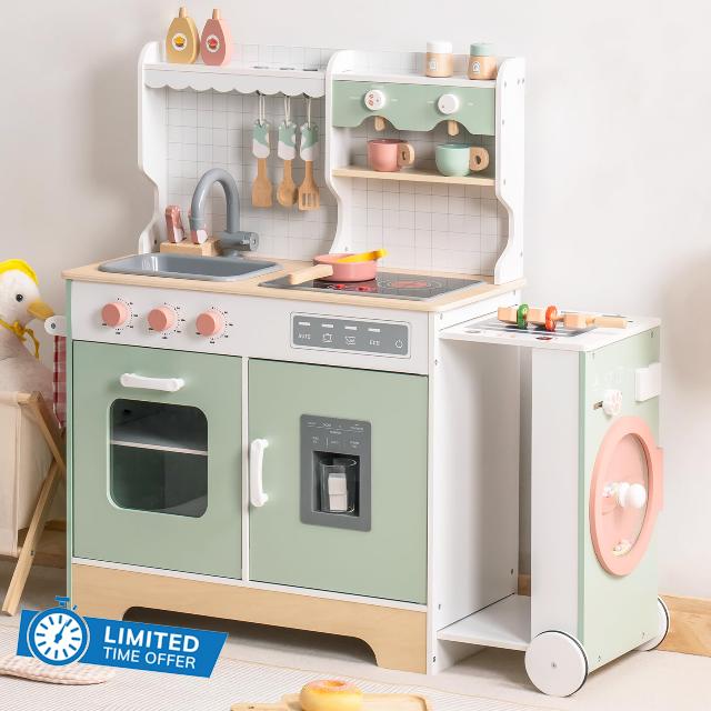 ROBUD Wooden Play Kitchen Set for Kids Toddlers