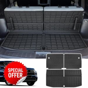 powoq Cargo Mat Compatible with 2022 2023 2024 Mitsubishi Outlander 7-Seat Trunk Mat Backrest Mat Cargo Liner Replacement for 2022 2023 2024 Mitsubishi Outlander Accessories(Trunk Mat+Backrest Mat)