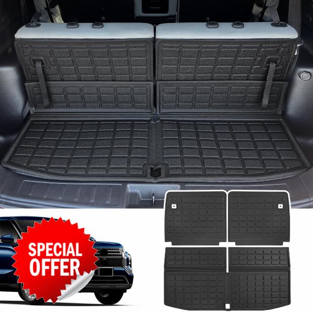 powoq Cargo Mat Compatible with 2022 2023 2024 Mitsubishi Outlander 7-Seat Trunk Mat Backrest Mat Cargo Liner Replacement for 2022 2023 2024 Mitsubishi Outlander Accessories(Trunk Mat+Backrest Mat)