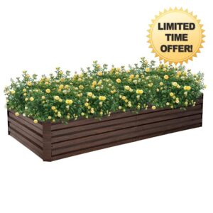 HANLIKO OUTDOOR 8x4x1FT Metal Raised Garden Bed Outdoor Large Metal Planter Box Steel Kit for Vegetables