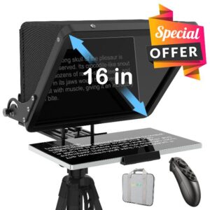 16 Inch Large Aluminum Teleprompter for Cameras ipad with Remote Control