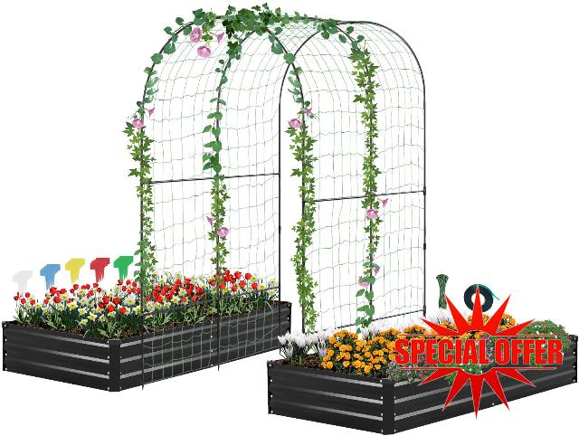 Galvanized Raised Garden Bed for Vegetables Flowers Herbs